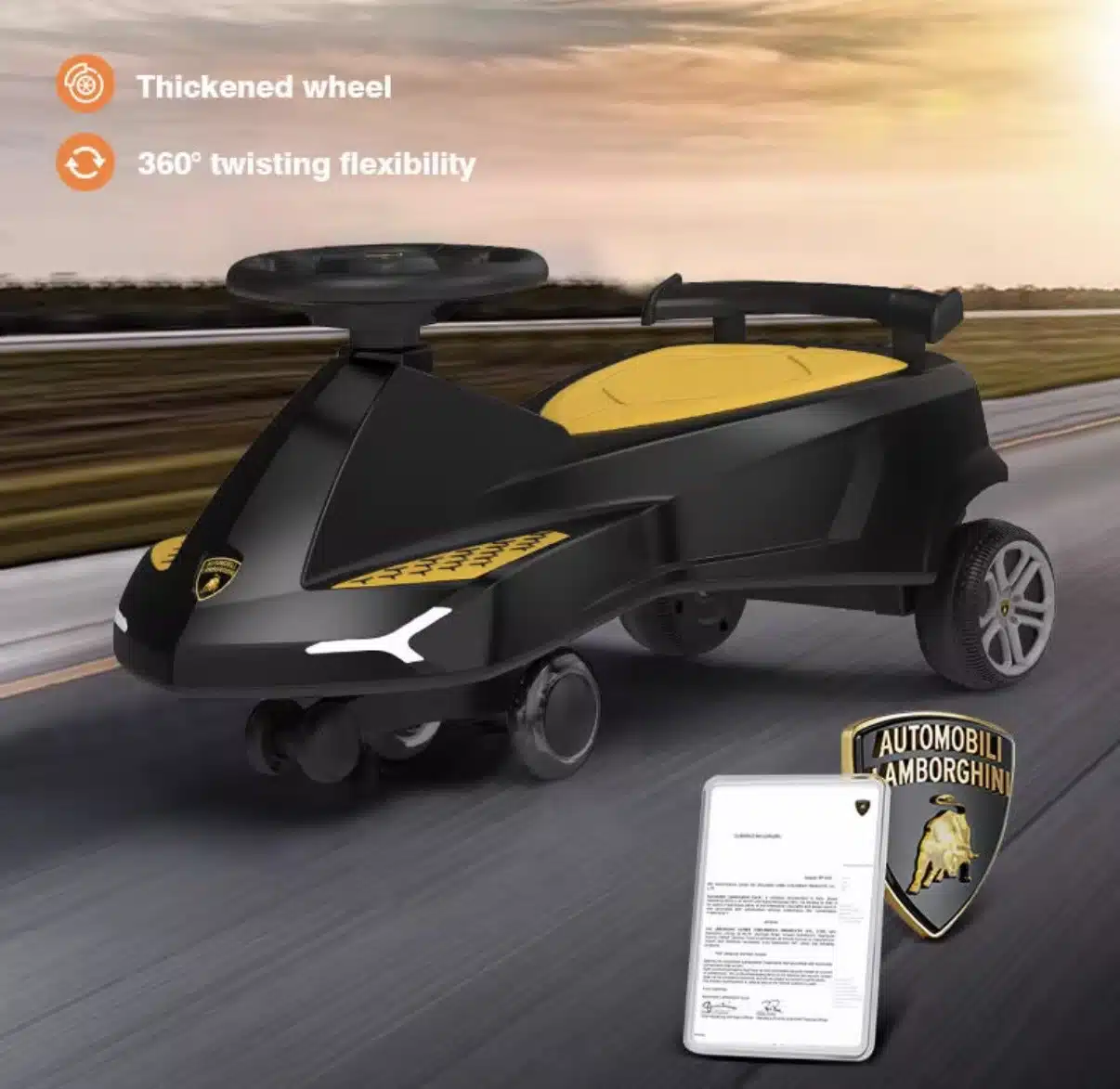 Lamborghini sving bil til børn – Musik, LED-lys og stilrent design - Billede 7