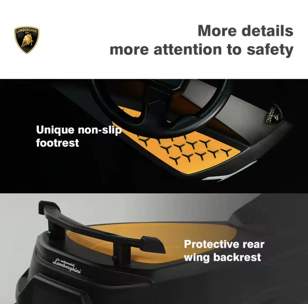 Lamborghini sving bil til børn – Musik, LED-lys og stilrent design - Billede 8