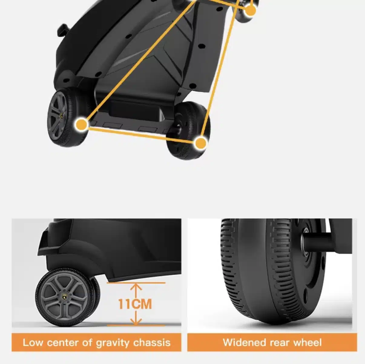 Lamborghini sving bil til børn – Musik, LED-lys og stilrent design - Billede 4